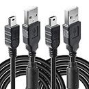 2 Pack 10ft PS3 Controller Charger Cable - Magnetic Ring Mini USB Data Charging Cord for PS Move/PS3/PS3 Slim Wireless Controller, TI84 Plus CE, Digital Camera