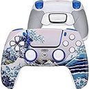 HexGaming Ultimate Customized Controller Compatible with ps5 Elite Controller with 4 Paddles & Interchangeable Thumbsticks & Hair Trigger Black Rubberized Grip Wireless Gaming Gampad - White Wave Red