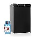Smad Propane Refrigerator 3 Way Fridge Gas/12V/110V 3.5 Cu.ft for Outdoor Caravan Propane Refrigerator with Freezer Off Grid for Dorm, Office, Apartment, Black/White