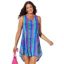 Plus Size Women's Quincy Mesh High Low Cover Up Tunic by Swimsuits For All in Psychedelic Zebra (Size 30/32)