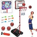 Kids Basketball Hoop and Stand - Portable Basketball Stand Set with 3 Balls 34.7-74.8 inch Adjustable Outdoor & Indoor Ball Games for Kids Toddlers Boys