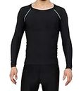Never Lose (Ultima) Compression Top Full Sleeve Tights Men's T-Shirt for Sports (Black) (M)