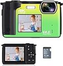 Digital Camera, 4K 64MP Cameras for Photography, 16X Zoom Vlogging Camera for YouTube with WiFi, Selfie Dual Screens Small Compact Camera for Beginners-Bicolourable