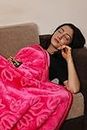 Infinity Club Velvet Floral Embossed Super Soft Heavy Single Bed Mink Blanket for Winter (Pink, Double)