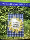 Garden Yard Flag "Home Sweet Home" (12.5”x 18”) Lemons, Blue Gingham Plaid