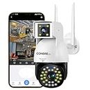 Conbre Double 4G 3+3MP Dual Lens SIM Based Full HD Outdoor Wireless Smart CCTV Camera | Two Way Talk | Motion Detection | Night Vision | Support Upto 128gb sd Card (PTZ & Horizontal Rotation)
