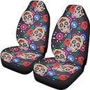 Xoenoiee Funny Skull Floral Pattern Seat Shield Seat Cover Washable Car Seat Protect from Sweat, Food, Dirt Universal Public Car Seat Covers
