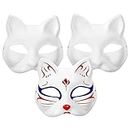 3 Pcs Cat Mask for Adults Plain Masks for Decorating Disposable Mask Unpainted Animal Diy Unfinished Cat Masks Accesorios Para Mujer up Drawing Paper Ordinary Woman White