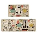 Artoid Mode The Kitchen is The Heart of The Home Kitchen Mats Set of 2, Seasonal Cooking Sets Holiday Party Low-Profile Floor Mat for Home Kitchen - 17x29 and 17x47 Inch
