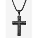 Men's Big & Tall Men'S Crystal Black Ion-Plated Stainless Steel Cross Mens Necklace 26 Inch Jewelry by KingSize in White