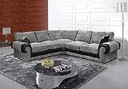 Huge Sale | Grey Jumbo Cord Fabric Corner Sofa-5 Seater settee sets for living room-large 2C2 sectional sofas & couches (Grey, Corner Sofa)