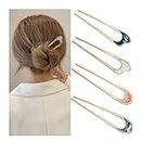 INSIME Exquisite Hair stick for bun hair | Marble embezzled Hair bun stick for women stylish look Juda stick for hair bun | Premium Metal Hair bun sticks for womenand girls (Pack of 4)