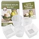 Easy Cheesemaking Kit | 5 Cheese Molds + Cheese Making Book | Made in Italy | Recipes to Make Ricotta, Paneer, Goats Cheese, Quark, and More | Professional Cheese Press Basket Mold Set of Strainers
