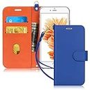 iPhone 6 Case, iPhone 6S Case, FYY [RFID Blocking Wallet] 100% Handmade Wallet Case Stand Cover Credit Card Protector for iPhone 6/6S Navy Blue
