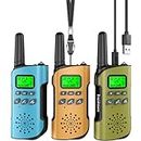 Inspireyes Walkie Talkies for Kids Rechargeable, 5 Year Old Boy Gifts, 48 Hours Working Time 2 Way Radio Long Range, Outdoor Camping Games Toy Birthday Xmas Gift for Boys Age 8-12 3-5 Girls, 3 Pack