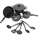 Black 12 Piece Cookware Set Nonstick Pots Pans Home Kitchen Cooking Non Stick