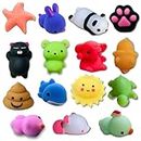 FUFUFA - 15 Pack Mochi Fidget Squishy Toys For Boys and Girls - Party Bag Squishies Toys For children - Mini Cheap Moochi Pack - Kawaii Soft Toy (15 Animals)