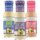 Primal Kitchen Plant-Based Vegan Ranch, Plant-Based Vegan Caesar Dressing, and Buffalo Ranch Dressing & Marinade, Made with Avocado Oil, 8 Fluid Ounces, Variety Pack of 3