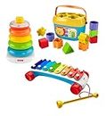 Fisher Price Classic Infant Trio Gift Set of Three Baby Toys for Stacking Sorting and Musical Play