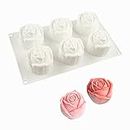 FVVMEED Rose Flowers Shape Silicone Molds 6 Cavity Mousse Cake Mold Cakes Non-Stick 3D Baking Pan Dessert Cheesecake Bakeware Mould for DIY Pastry Chocolate Jelly Fondant Candy Cupcake Soap Candle