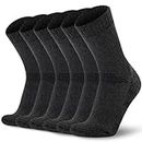 Time May Tell Mens Merino Wool Hiking Cushioning Socks For Outdoor Wool-Socks-For-Mens 3 Pack, Dark Gray(3 Pairs), 5-9