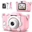 Goopow Kids Camera Toys for 3-8 Year Old Girls Boys,Children Digital Video Camcorder Camera with Cartoon Soft Silicone Cover, Best Chritmas Birthday Festival Gift for Kids - 32G SD Card Included