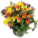 Clare Florist Rose and Freesia Fresh Flower Bouquet - Beautiful Roses and Freesia Flowers Arranged by Florists