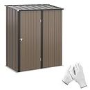 Outsunny 5' x 3' Outdoor Storage Shed, Steel Garden Shed with Single Lockable Door, Tool Storage House for Backyard, Patio, Lawn, Brown