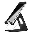 ELV Desktop Cell Phone Tabletop Stand, Tablet Stand, Aluminum Stand Holder for Mobile Phone and Tablet (Up to 10.1 inch) - Black