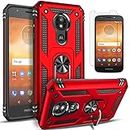 Moto E5 Play Phone Case, Moto E5 Go / E5 Cruise Case, [NOT FIT MOTO E5 ] with [Tempered Glass Protector Included] STARSHOP Metal Ring Stand Shockproof Drop Protection Phone Cover - Red