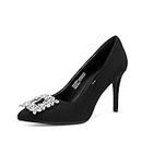 DREAM PAIRS Zapatos de Tacón Alto Clásicos Mujer Zapatillas con Tacón Fina Zapatos de Salón PU Negro SDPU2206W-E Talla 39 (EUR)