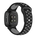 CellFAther® Silicone Sport Dotted Strap Compatible with Fitbit Sense 1, Sense 2/ Fitbit Versa 3 & Versa 4 Smartwatches large size (Black/Grey)