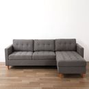 Convertible Modern L-Shaped Sofa Couch Linen Fabric Sectional Upholstered