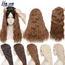 HAIRRO 20'' Water Wave Clip In Hair Pieces Black Brown Long Corn Wave Synthetic Hair Pieces For