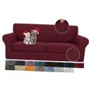  Newest 3 Pieces Couch Covers for 2 Cushion Couch Sofa(2 Cushions) Wine Red