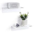 OAPRIRE White Floating Wall Shelves Set of 2, Stick-On Damage-Free Expand Wall Space, Small Wall Shelf Unit for Kitchen, Bathroom, Bedroom, Living Room, Gaming Room, Office with Cable Clips