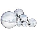 GloBrite 6 Pcs Garden Gazing Ball - 50-150mm Stainless Steel Mirror Polished Reflective Hollow Ball Ornament Sphere Globe for Home Outdoor Christmas Decorations (Set of 6 Pcs)