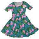 LuLaRoe Womens Dress Size 3XL Nicole Blue Pink Hawaiian Floral Hibiscus 3X NWT