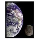 Wee Blue Coo Space Science Astronomy Planet Earth Moon Art Print Framed Poster Wall Decor 12X16 Inch
