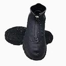 Waterproof Shoe Covers, Silicone shoe covers Reusable Foldable Not-Slip Rain Shoe Covers with Zipper, Shoe Protectors Overshoes Rain Galoshes for Men Women Kids (L(29.3 CM), Black)