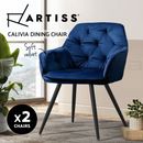 Artiss Calivia Dining Chairs Kitchen Chairs Upholstered Velvet Set of 2 Blue