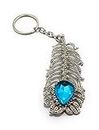 High Choice OMG Lord Krishna Peacock Feather Metal Keychain (Silver, Blue)