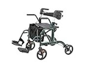 WINLOVE 2 in 1 Rollator Walkers for Seniors with Padded Seat- Medical Transport Chair Walker with Adjustable Handle and Reversible Backrest Green