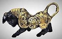 INARA Creation Stock Market Resin Bull Showpiece for Room Decoration (Black & Golden, 13cm x 10cm x 13cm)