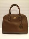 Michael Kors Sandrine Large Satchel Purse Handbag Leather Brown Dk Caramel $398