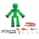 Zing StikBot Zingtannica Action Pack - Collectible Action Figures and Accessories, Includes 1 Stikbot, 1 Set of Accessories, Stop Motion Animation, Ages 4 and Up (Green (Karmatopia))