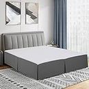 Cathay Home Double Brushed Microfiber Pleated Easy Fit Bed Skirt, Ultra Soft, and Wrinkle Resistant - Gray, Queen