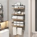 3+1 Bathroom Shelves Over Toilet, Floating Shelves Wall Mounted with Metal Frame