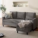 Zinus Hudson Sectional, Convertible Sofa, Light Grey
