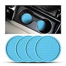 CGEAMDY 4 Pack Car Cup Holder Coasters, 7cm Anti-Slip Silicone Auto Insert Cup Coaster, Non-Slip Vehicle Cup Mats for Women and Men, Interior Accessories Universal for Most Cars Trucks(Blue)